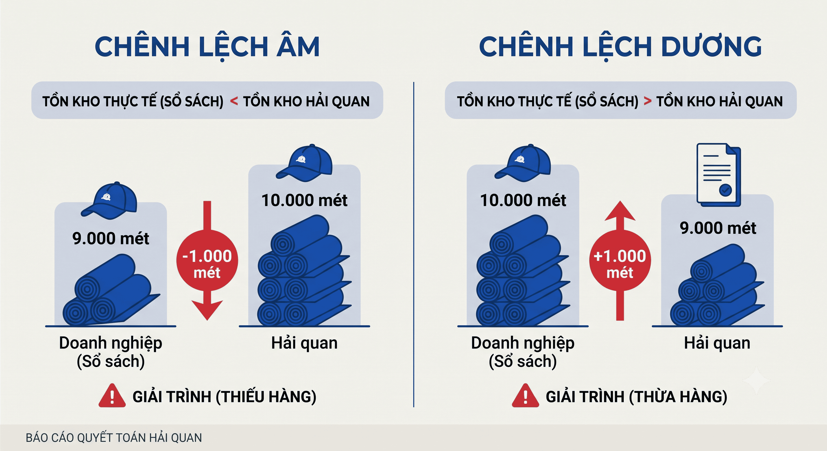 Ví dụ chênh lệch âm dương báo cáo quyết toán hải quan